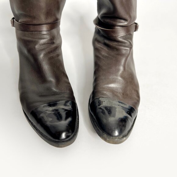 Alexander Wang Moto Boots Size 41 Women's Dark Brown And Black Leather Booties - Picture 4 of 11